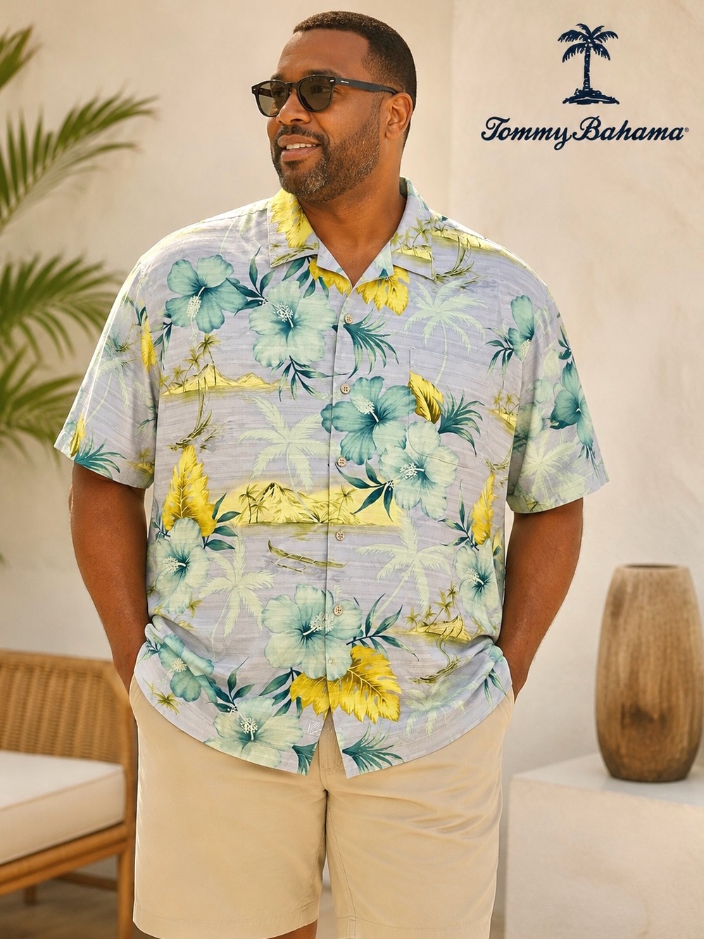 Tommy Bahama,Silk Hibiscus Island Silk Camp Shirt Hawaiian Beach Resort,Size XXL